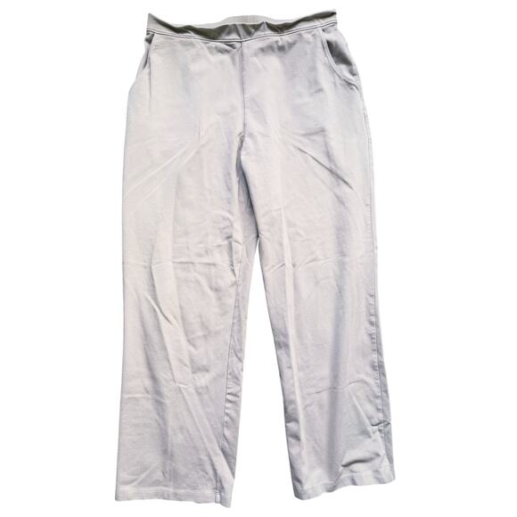 L.L.Bean Women’s Elastic Waist Cropped Canvas Pants Beige Khaki Medium Petite - Picture 1 of 4